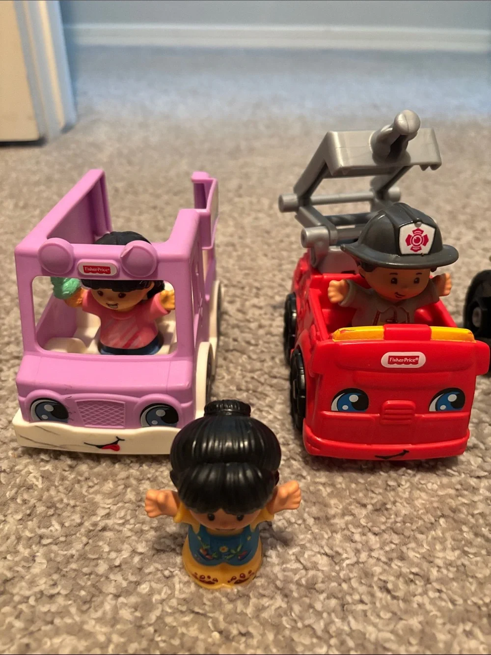 Fisher Price Little People, ice cream, fire truck, tractor